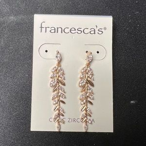 Francesca’s Cubic Zirconia Pavel Leaf Earrings